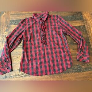 Talbots Red and Black Plaid Women's Button Down Shirt